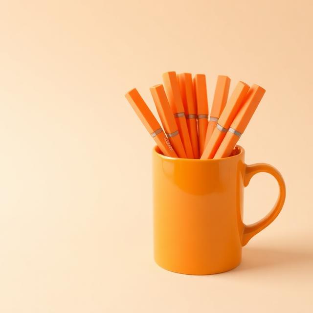 Orange cup with markers